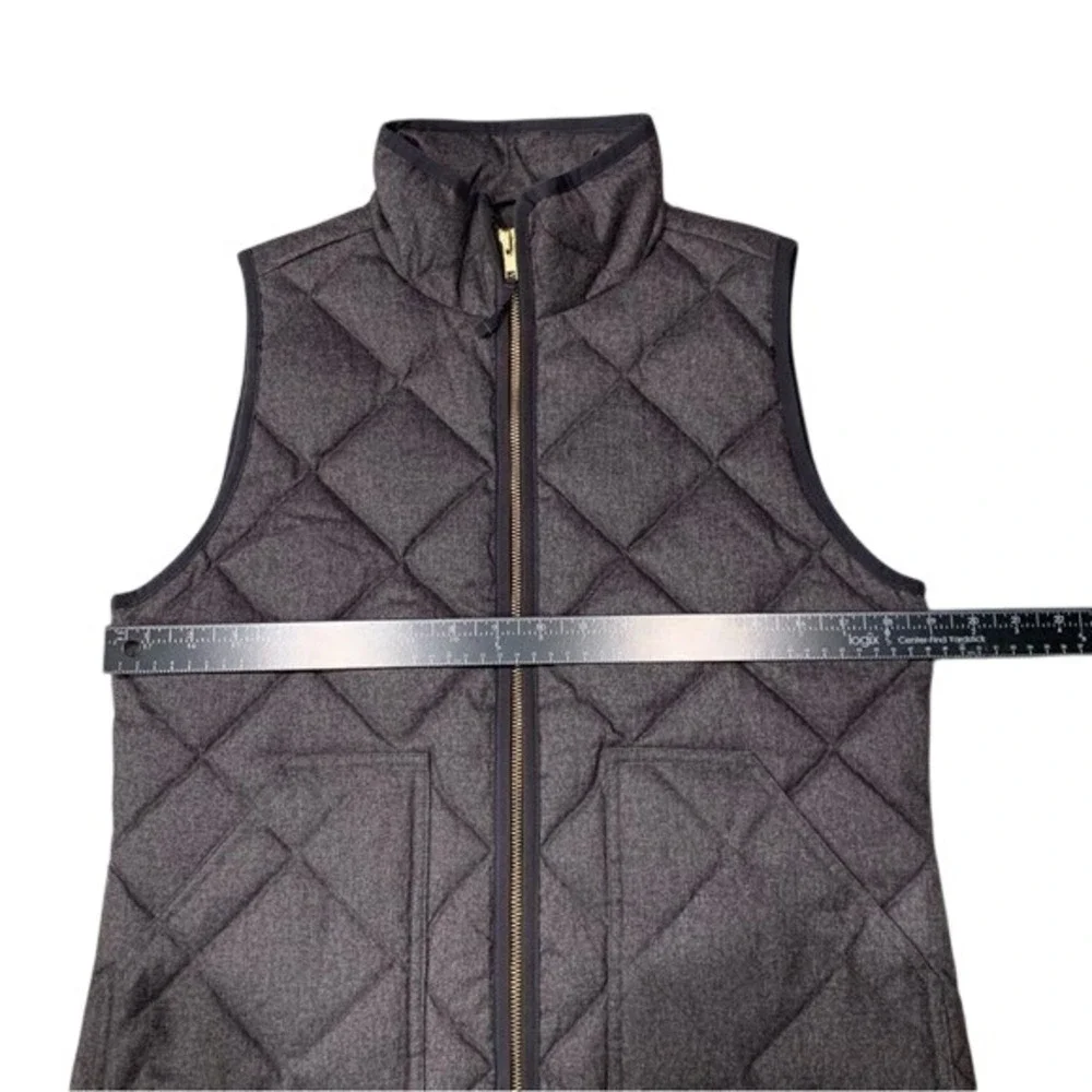 J Crew Quilted Puffer Vest Heathered Charcoal Gray Size S Down Fill Zip‎ Pockets